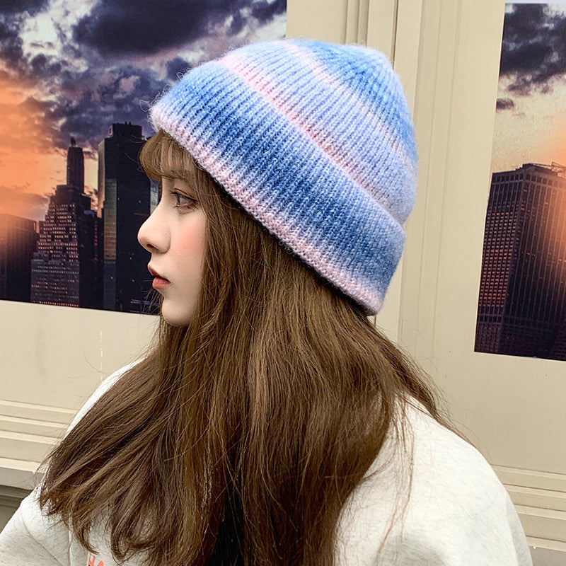 RainbowKnitted Ladies Warm Student Woolen Hat