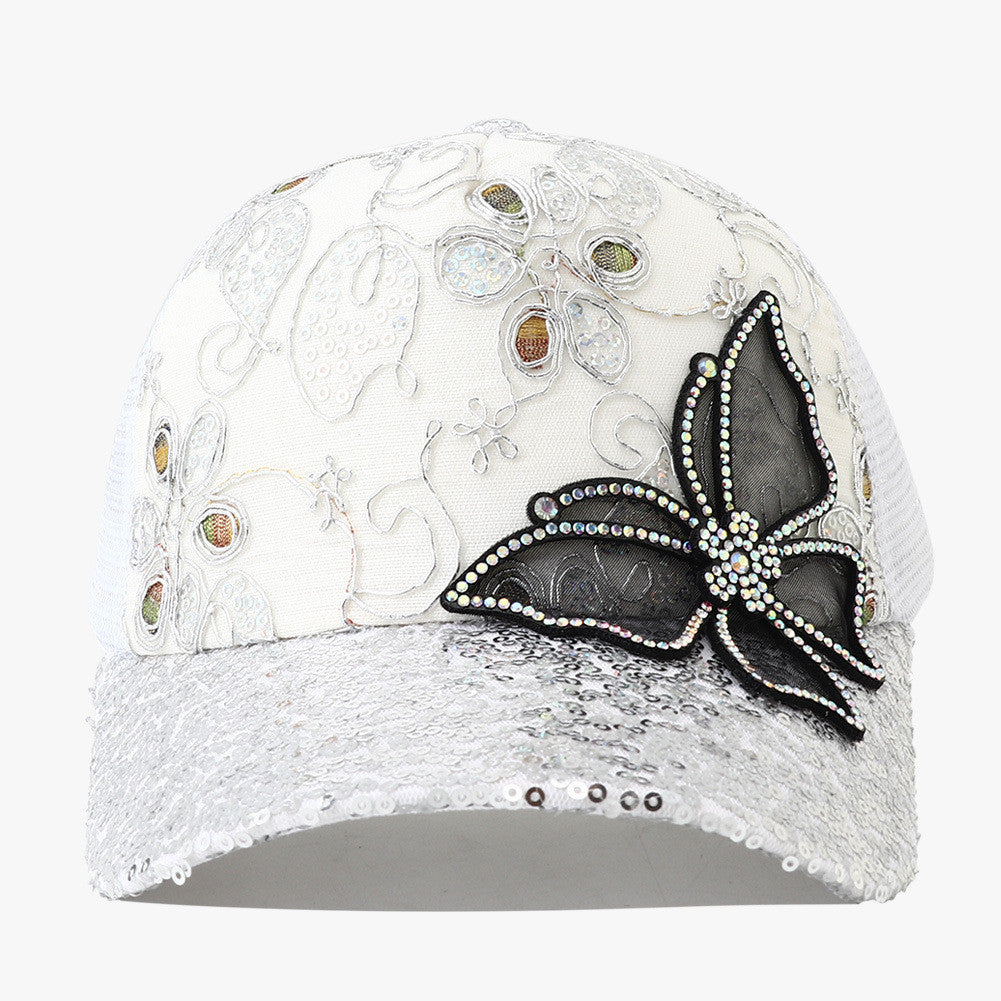 TheCapSpot - Sequins Peaked Cap For Women