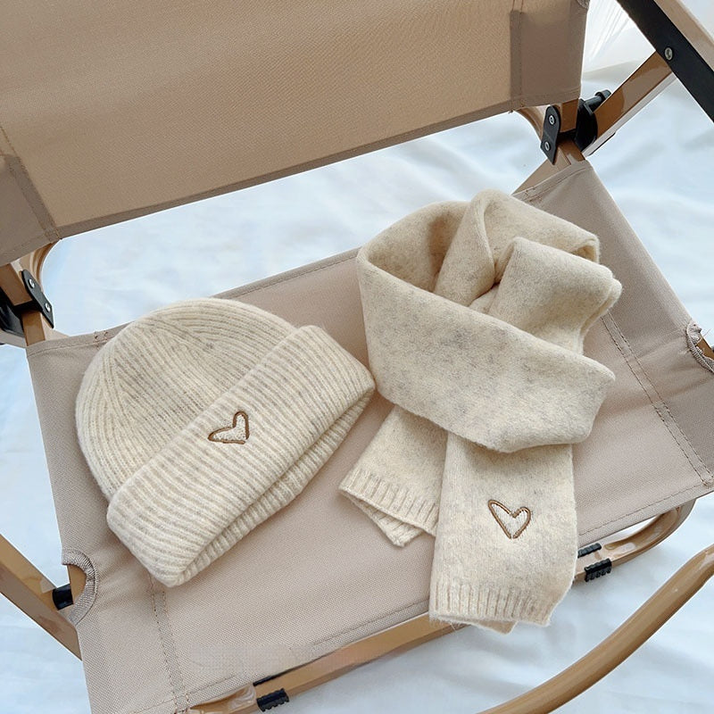 TheCapSpot - Heart Embroidery Solid Color Children Woolen Knitted Hat