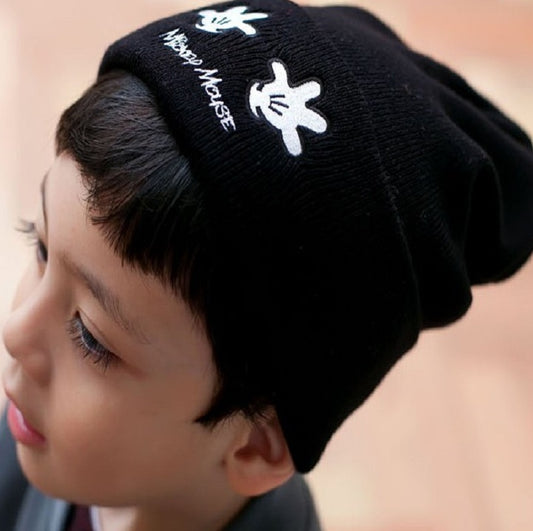 TheCapSpot - children's knitted headgear boys and girls cartoon embroidery palm wool hat baby autumn and winter warm knit hat