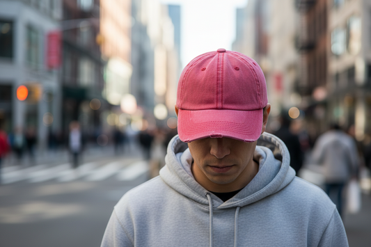 Pink baseball cap on a white background
