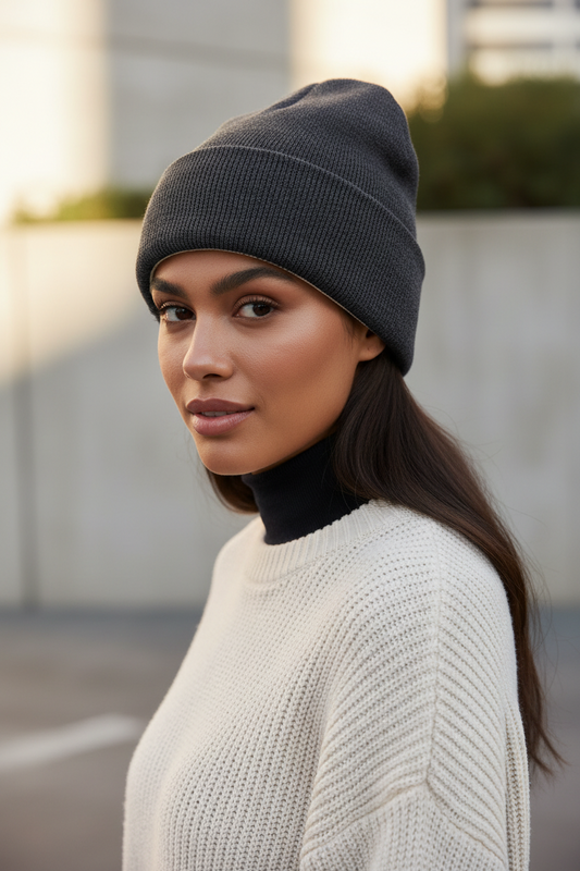 Amerie Solid Color Double-Sided Beanie Hat
