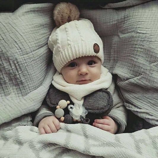 Children's Knitted Hat And Scarf Two-piece Autumn And Winter Fleece