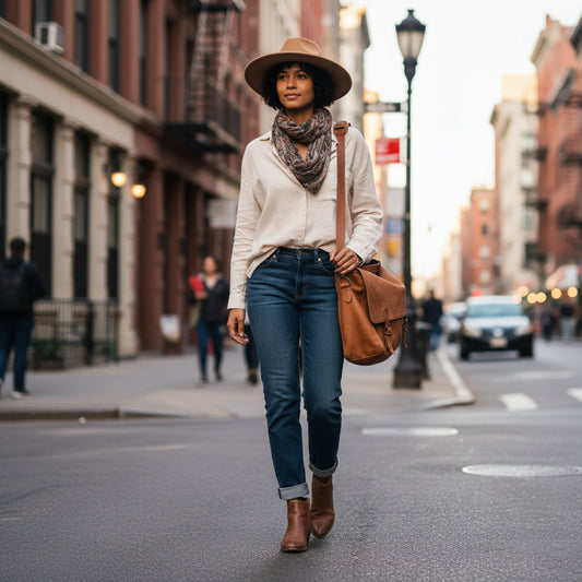 Brown suede hat with braided band on a white background