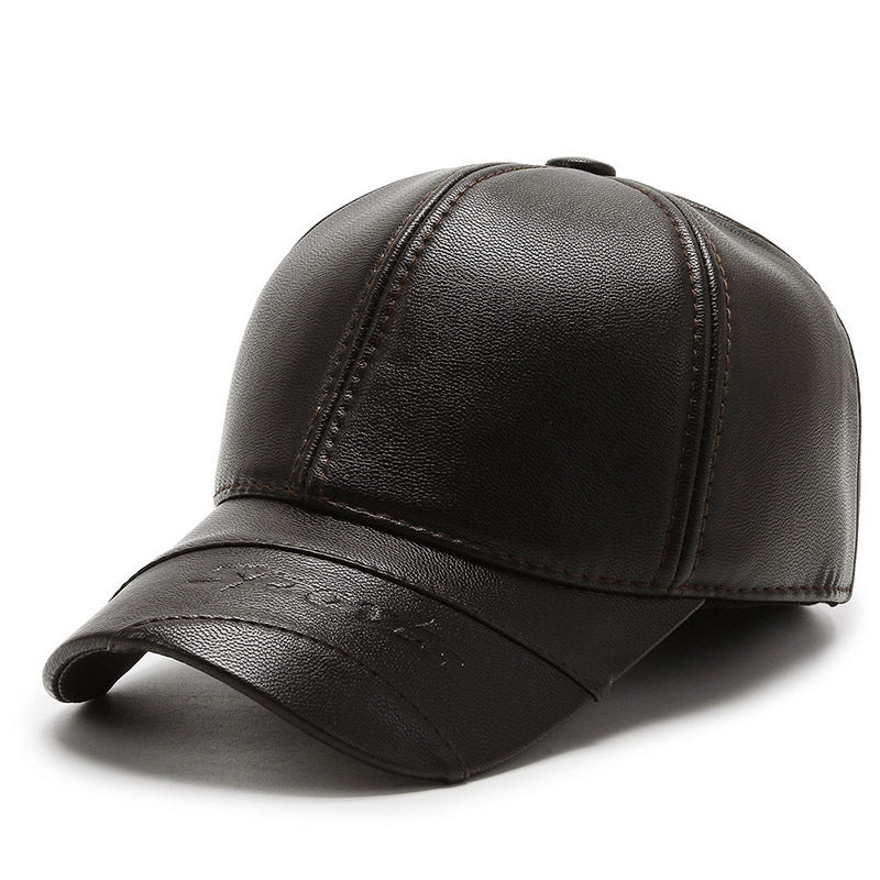 Men's Middle-aged And Elderly Winter Cold-proof PU Leather Hat