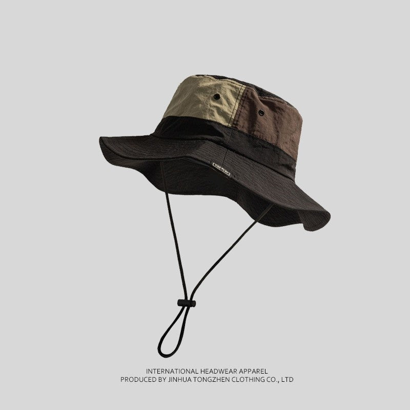 Bucket Hat Female Colorblock All-matching Outdoor Hiking Camping Tourist Hat Male