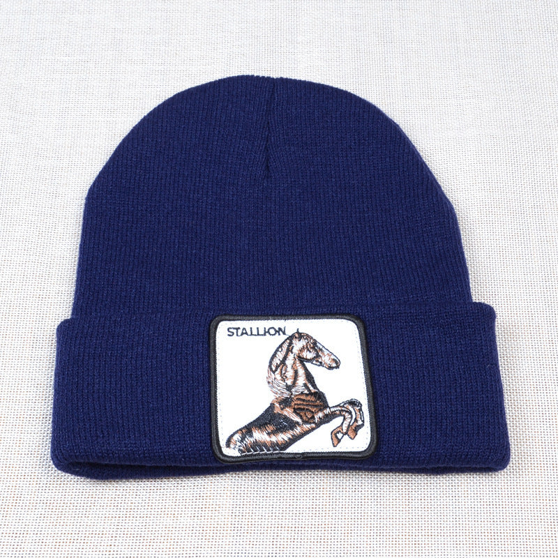 Casual Women's Embroidered Knitted Hat Pullover Hat