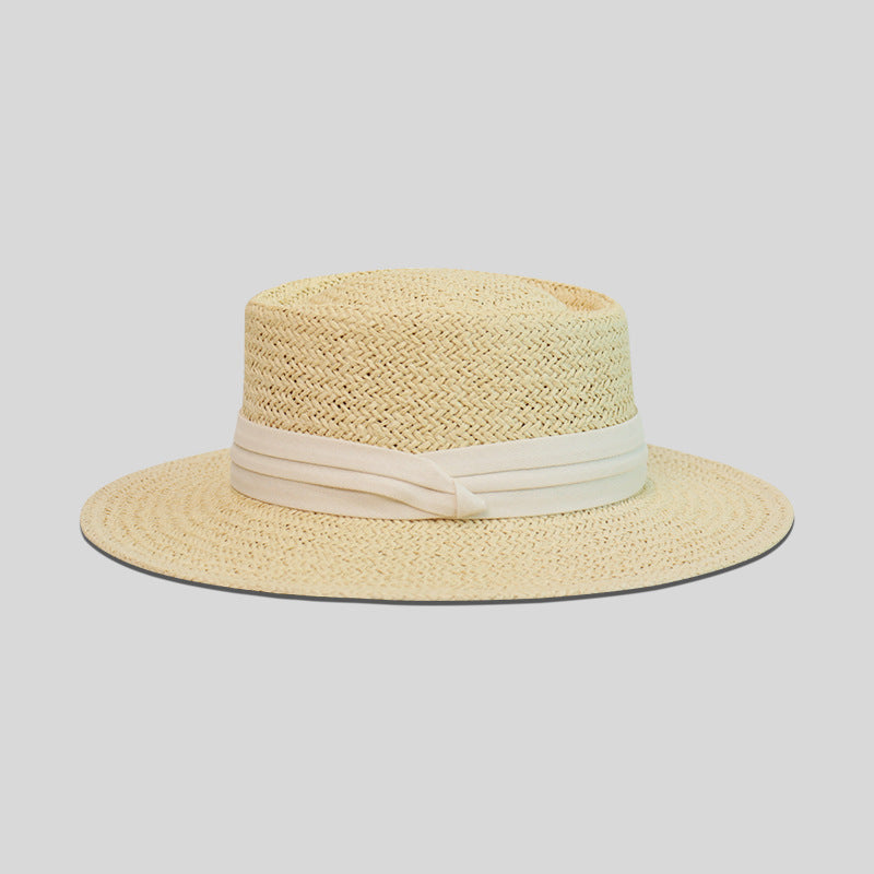 TheCapSpot - Solid Ribbon Straw Hat