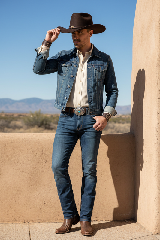 Graham Wool Felt Cowboy Hat, Unisex Big Brim (M)