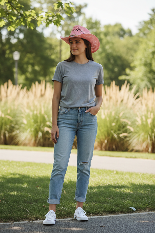 Ellish Wool Cowboy Hat | Pink Bell-Crown Sun Hat