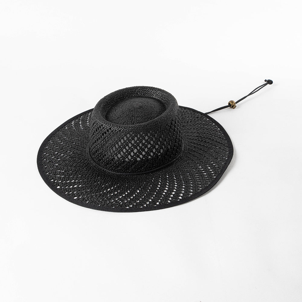 Spring And Summer New Fashion Woven Binding Lace Large Eave Round Top Straw Hat