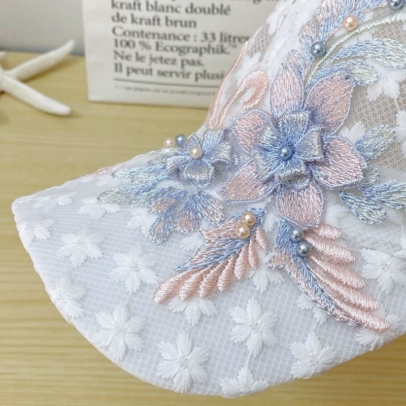 Outdoor Mesh Breathable Thin Lace Peaked Cap For Women