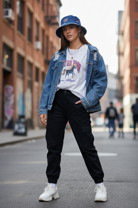Rochelle Denim Bucket Hat with UV Protection