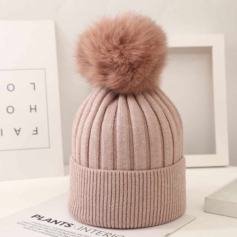 The CapSpot - Fox Fur Ball Knit Hat