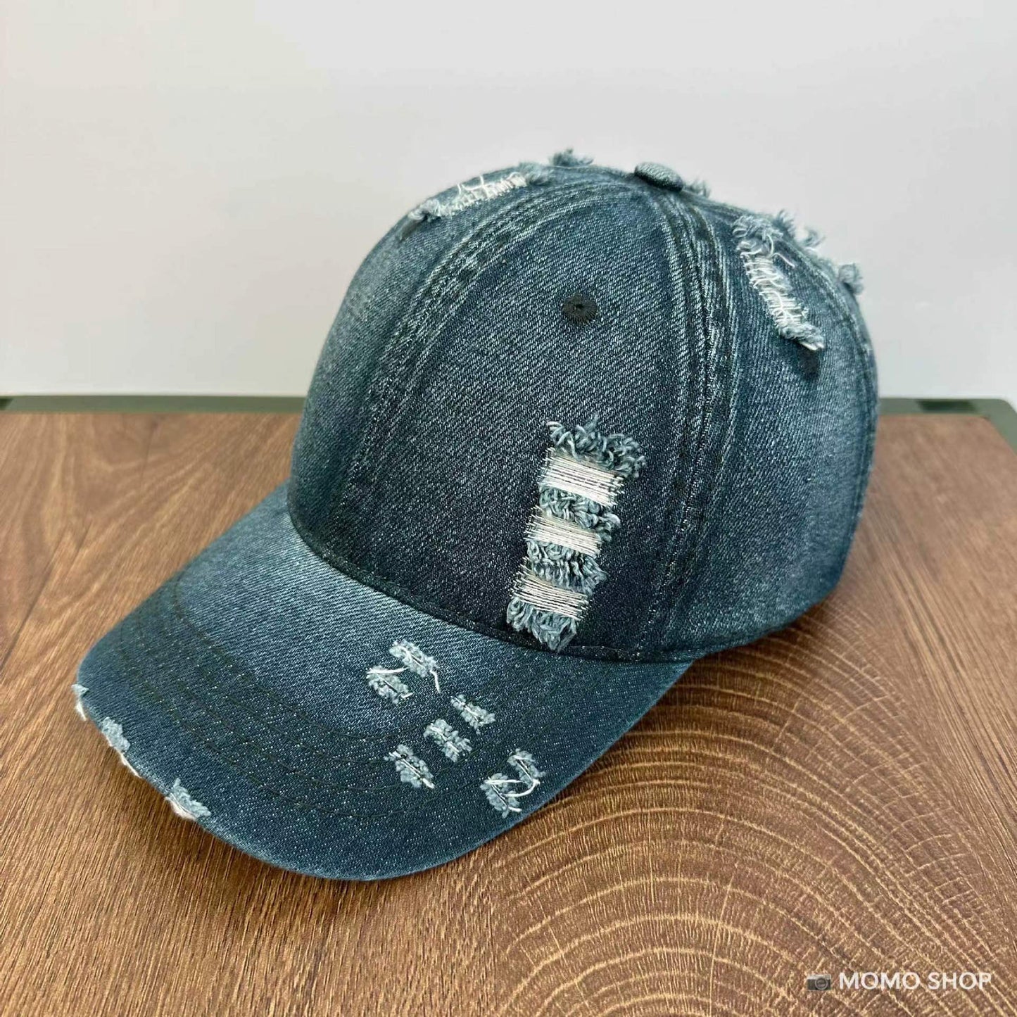 TheCapSpot - Washed Denim Soft Peaked Cap Distressed
