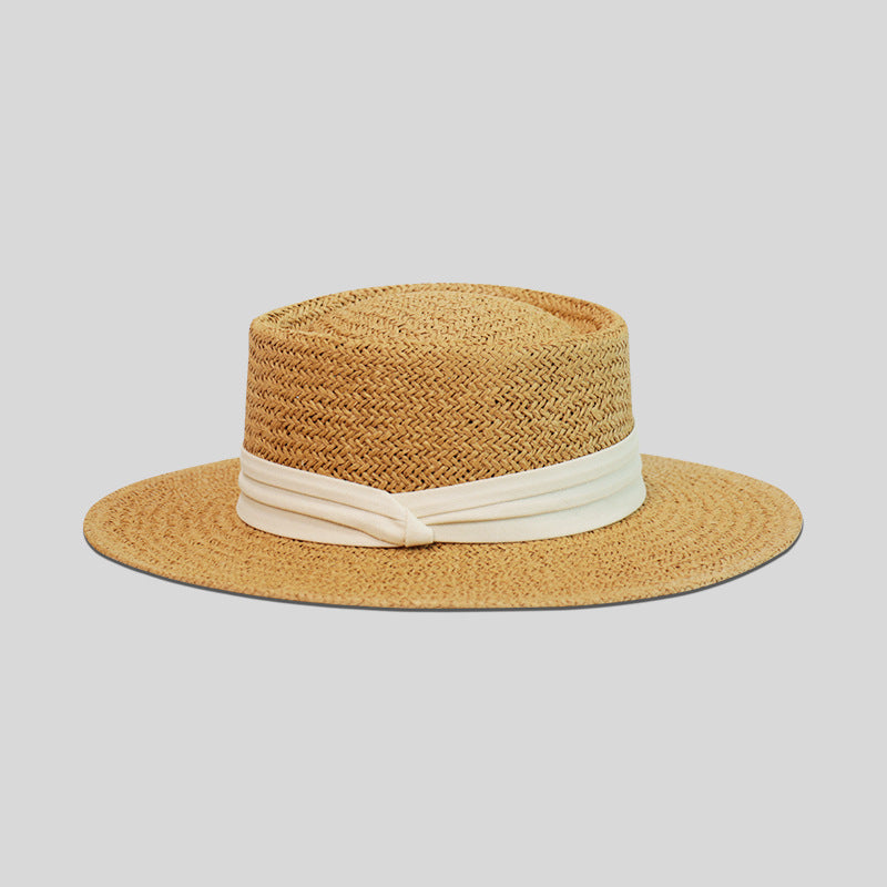 TheCapSpot - Solid Ribbon Straw Hat