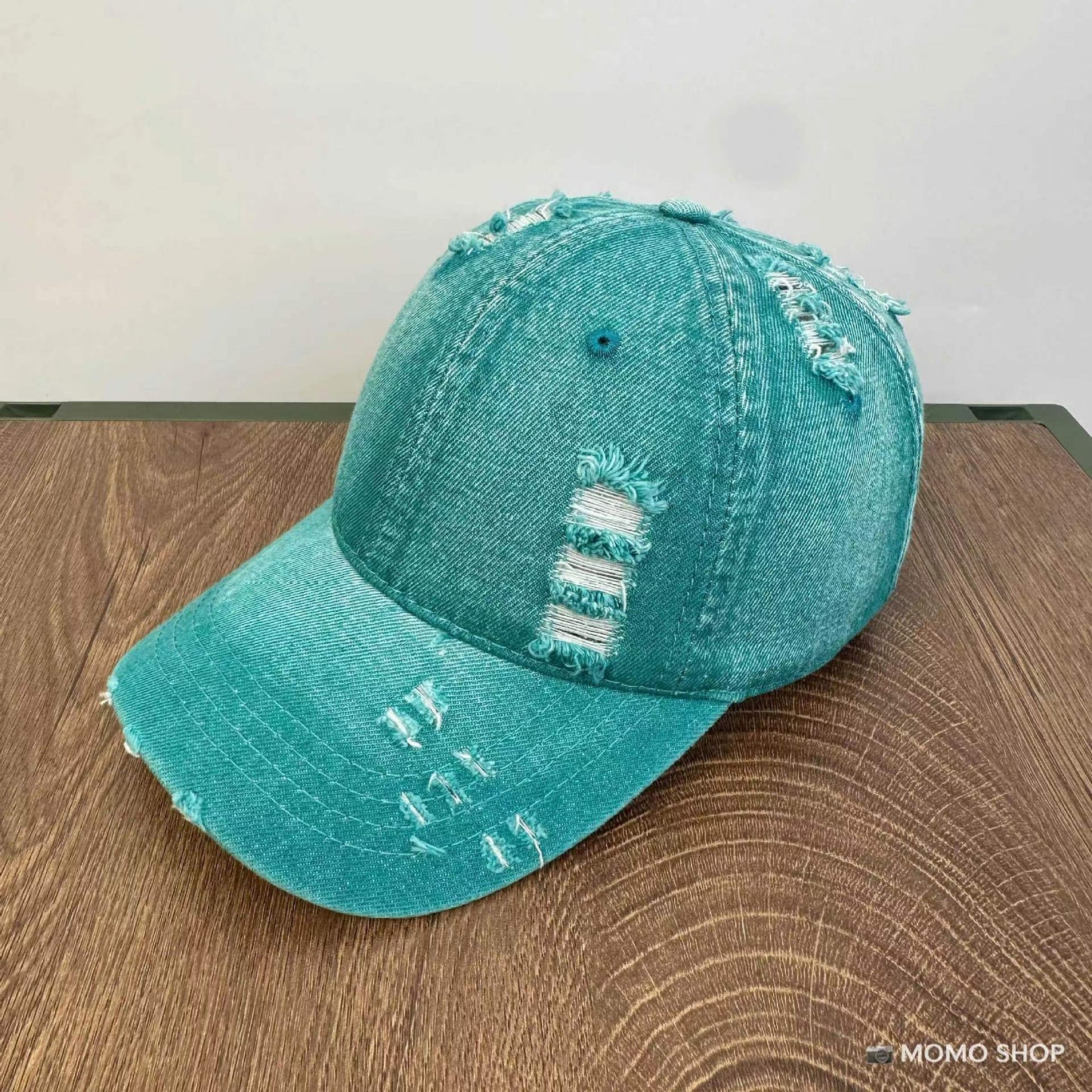 TheCapSpot - Washed Denim Soft Peaked Cap Distressed