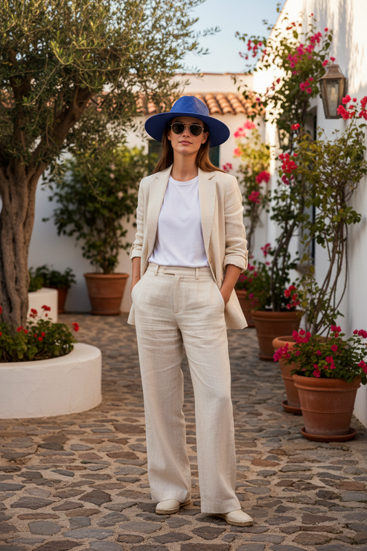 Kerville Flat Brim Straw Sun Hat, Unisex, M 56–58cm