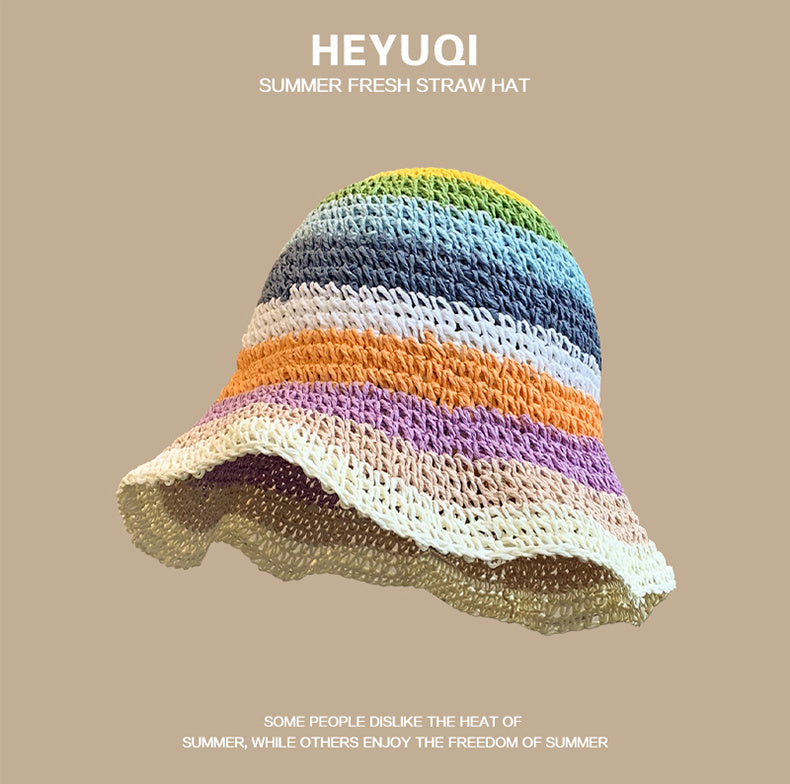 French Lace Raffia Hat Women's Summer Seaside
