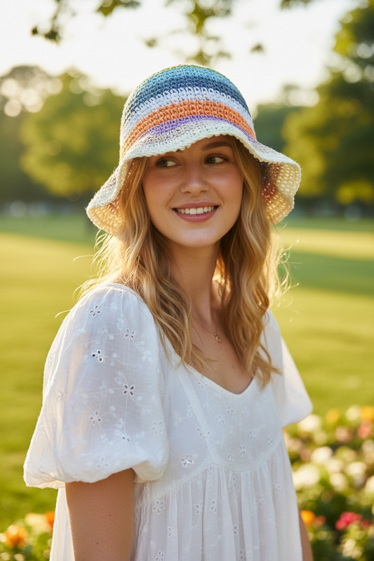 French Lace Raffia Sun Hat, Dome Crown, M (54–58 cm)