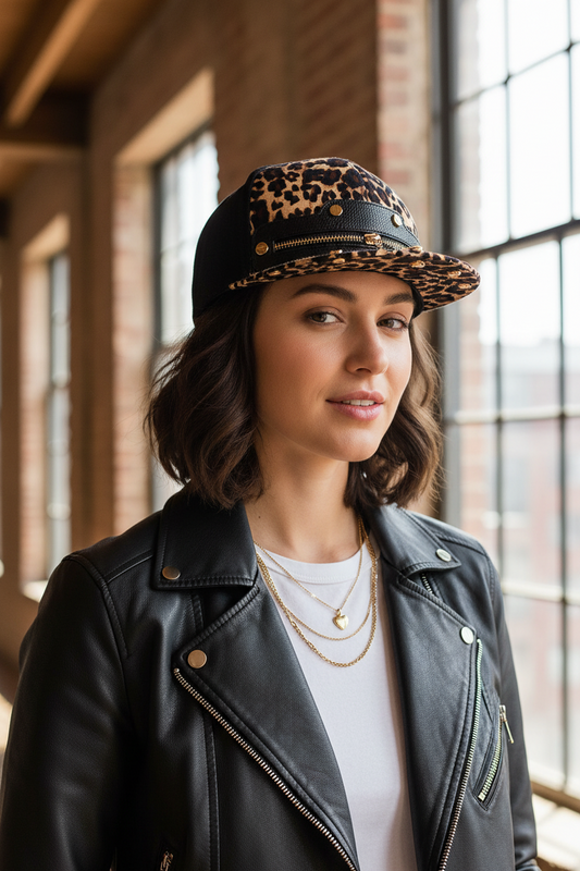 Franklin Leopard Print Baseball Cap, Adjustable Unisex