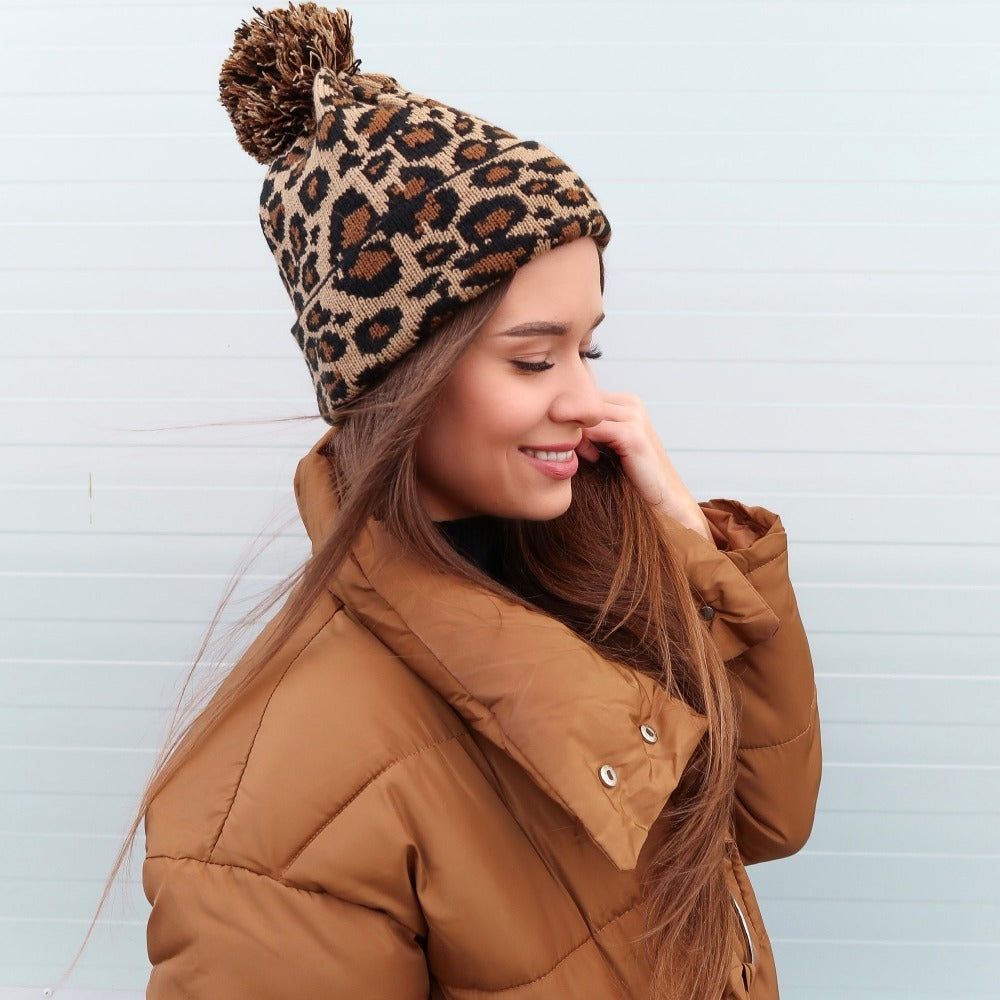 TheCapSpot - Women's Leopard Knit Hat