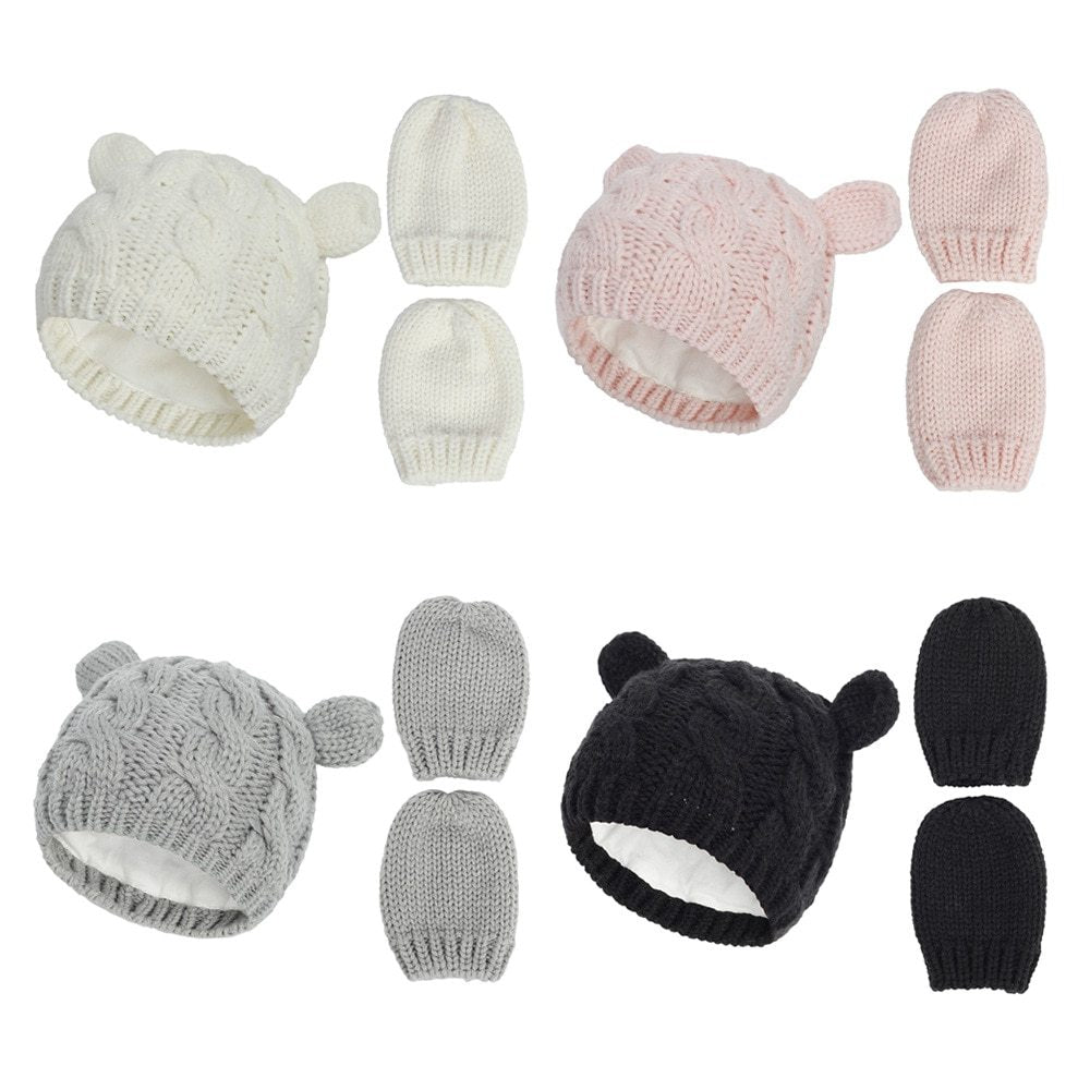 Baby knitted hat with small ears