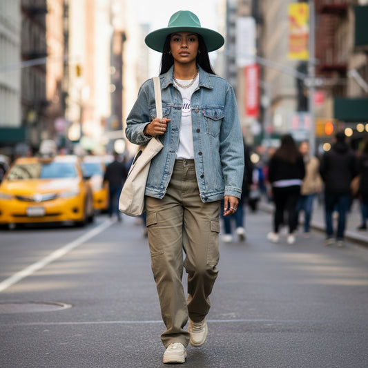 Teal fedora hat on a white background