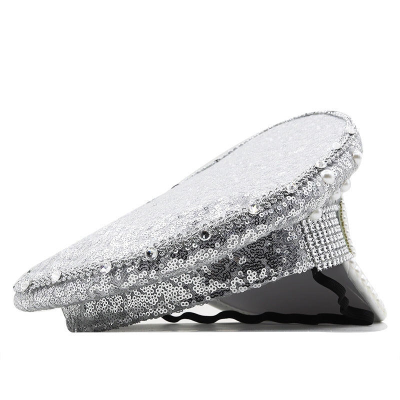 TheCapspot -Silver Sequin Diamond Hat