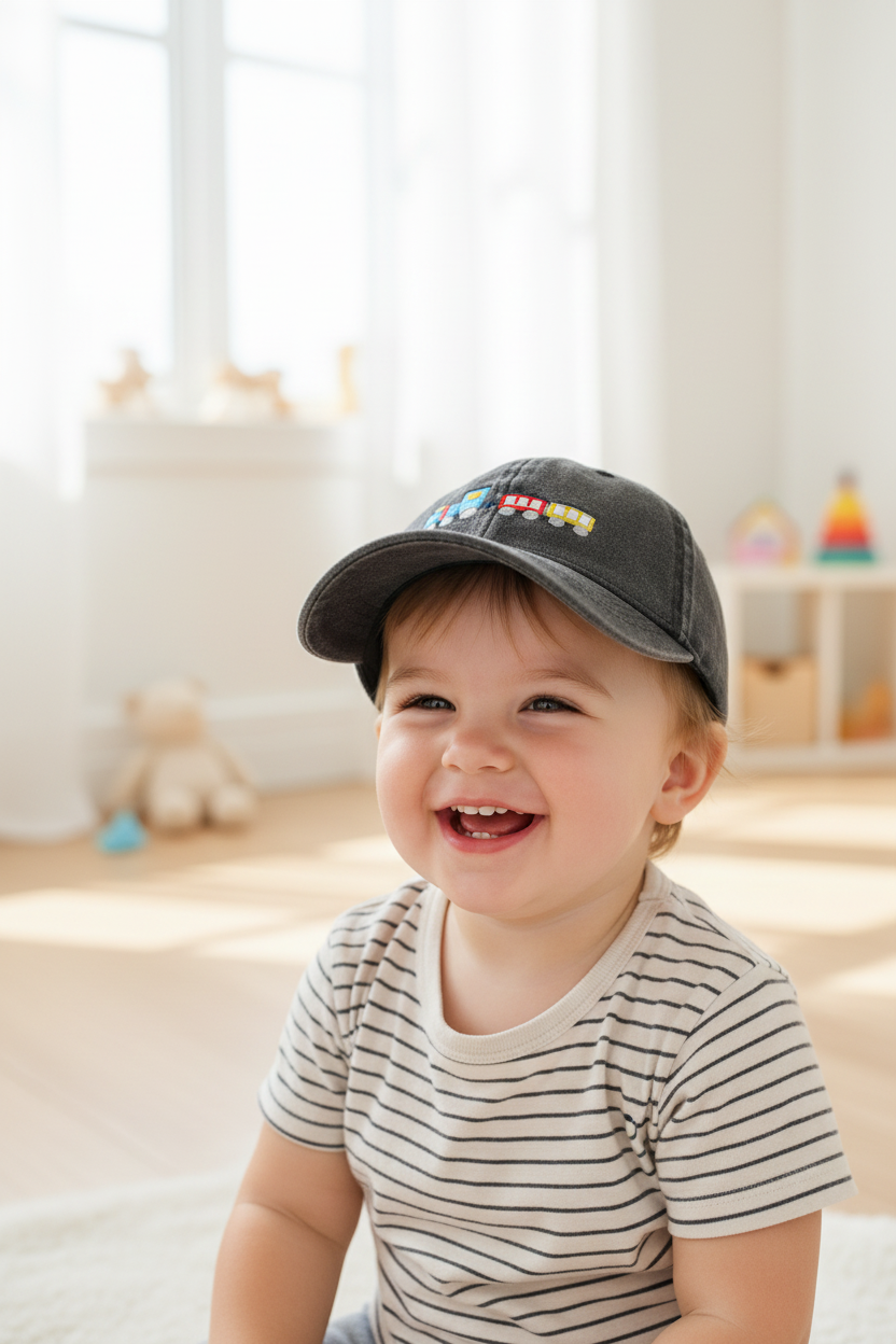 Claxton Kids Washed Cotton Baseball Cap – Embroidered, Street Style, Ages 2–8