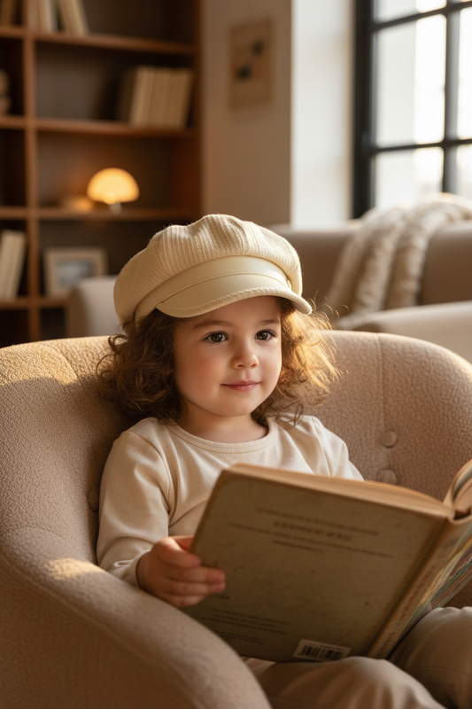Talon Kids Acrylic Leather Beret Hat with Sunshade
