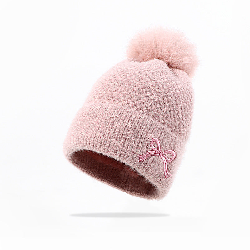Butterfly Velvet Knit Beanie – Korean Princess Style, 4 Colors