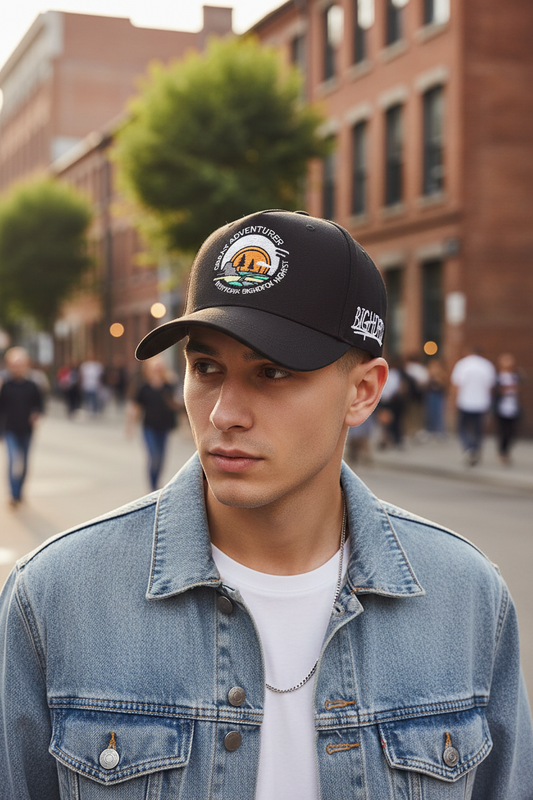 Sun Embroidered Cotton Baseball Cap – White & Black, All-Season