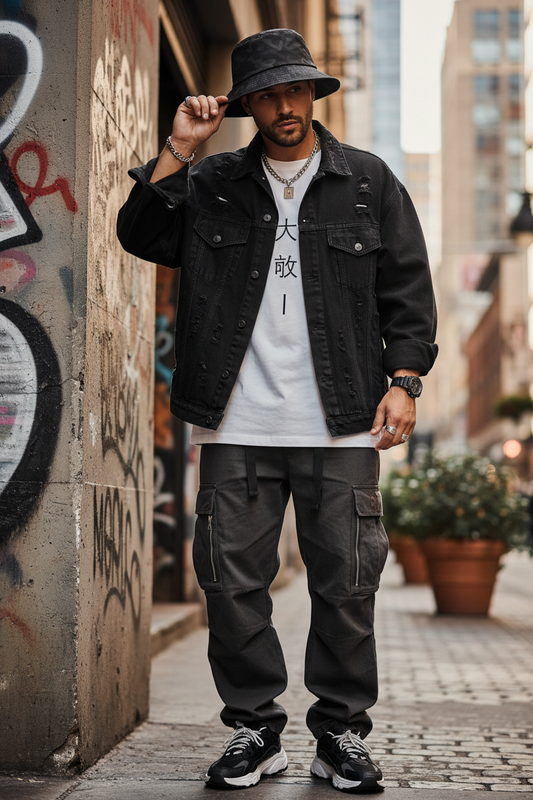 Adams Black Cotton Camouflage Bucket Hat