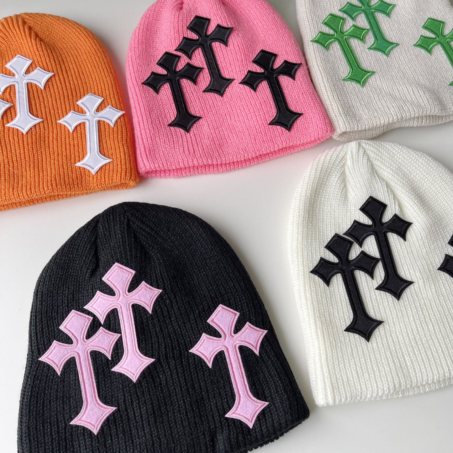 TheCapSpot - Dark Cross Woolen Cap Children Loose Pile Style Knitted Hat