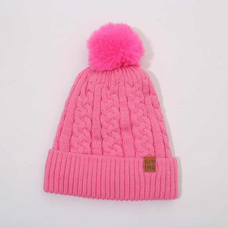 Fleece-lined Thickened Knitting Warm Men's And Women's Wool Hats With Fur Ball