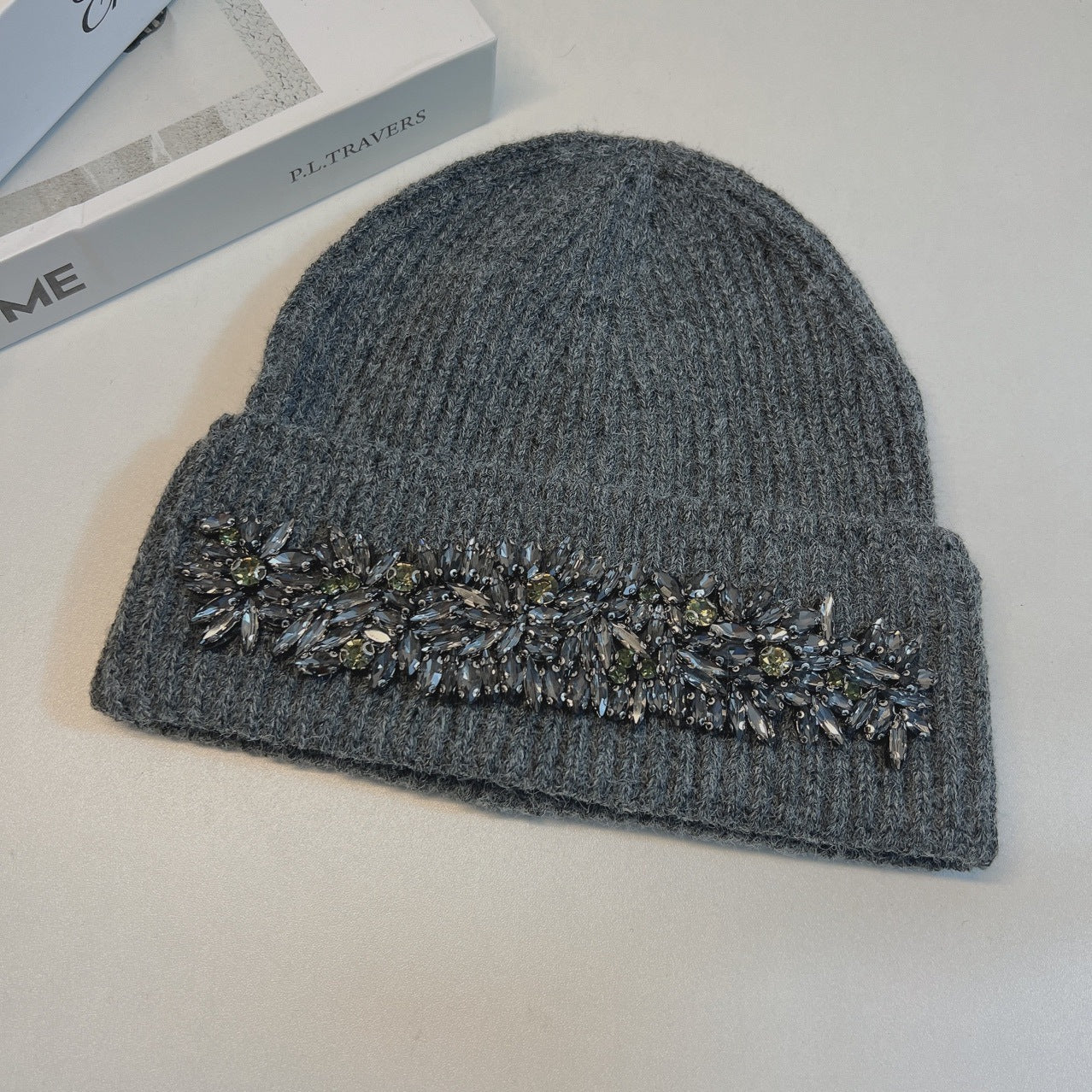 TheCapSpot - French Heavy Industry Rhinestone Inlaid Woolen Cap Women