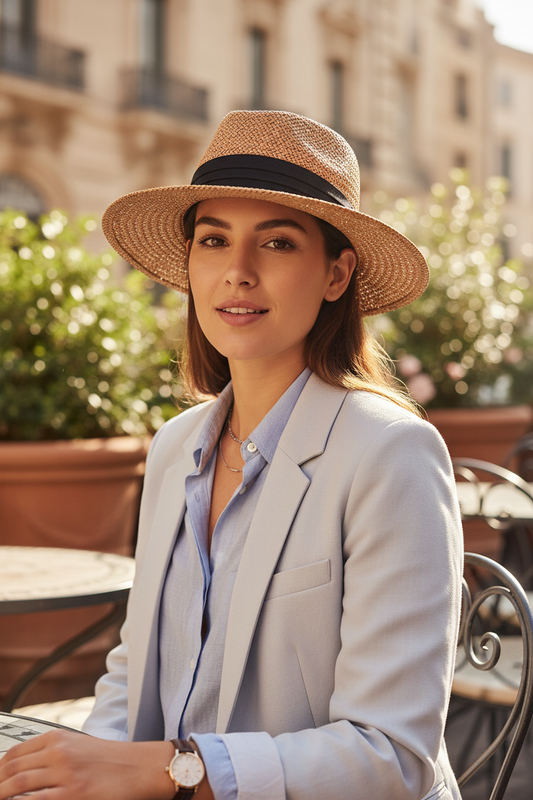 Denton Wide Brim Satin Straw Beach Hat – Medium