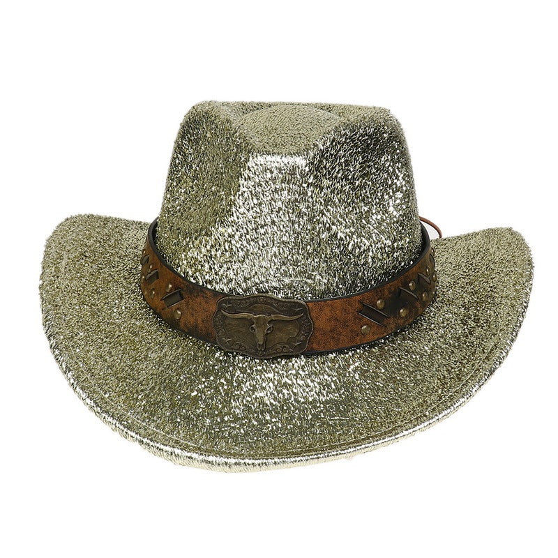Anthony Glitter Cowboy Hat – Satin Polyester, Bell Crown
