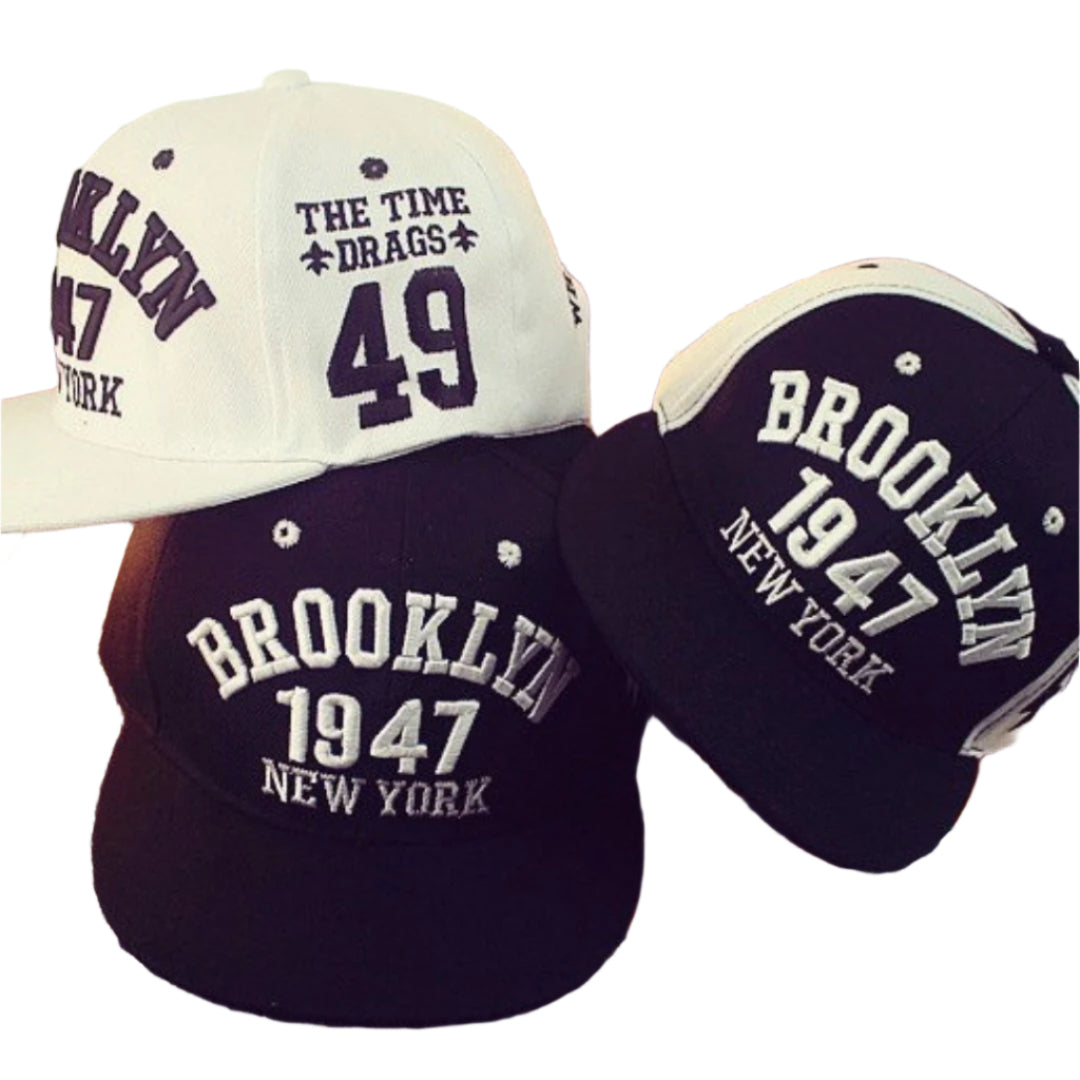 Hip Hop Hat Black And White Elements 1947 Letters Peaked Cap