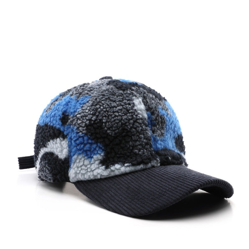 Color Blocking Plush Camouflage Solid Color Light Board Baseball Cap