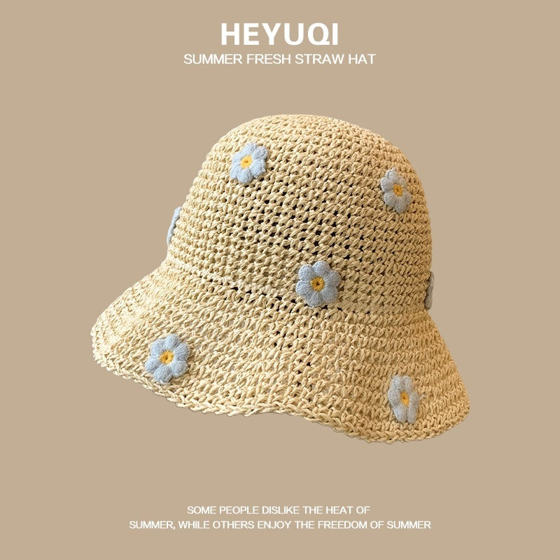 French Lace Raffia Hat Women's Summer Seaside