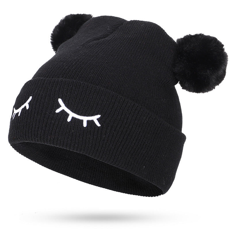 TheCapSpot - Children Woolen Hat Winking Bear Embroidery