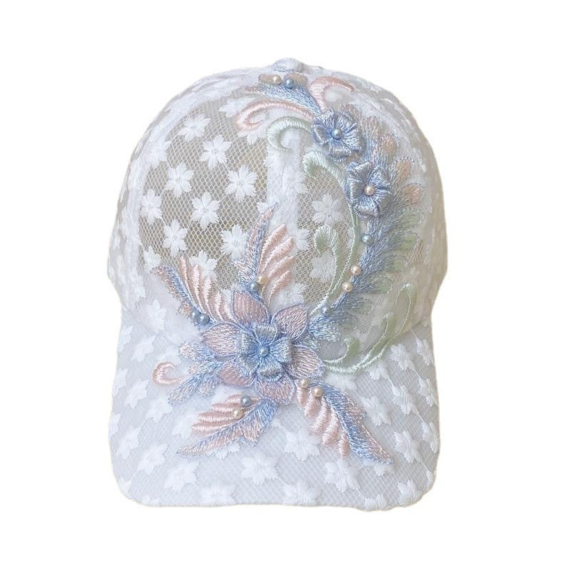 Outdoor Mesh Breathable Thin Lace Peaked Cap For Women
