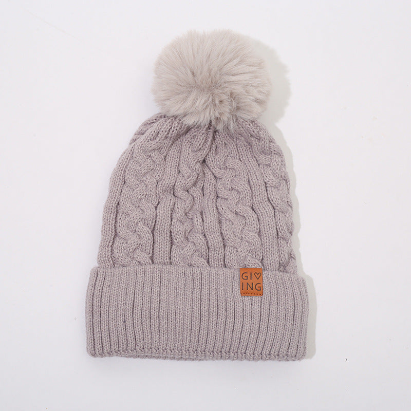 Fleece-lined Thickened Knitting Warm Men's And Women's Wool Hats With Fur Ball