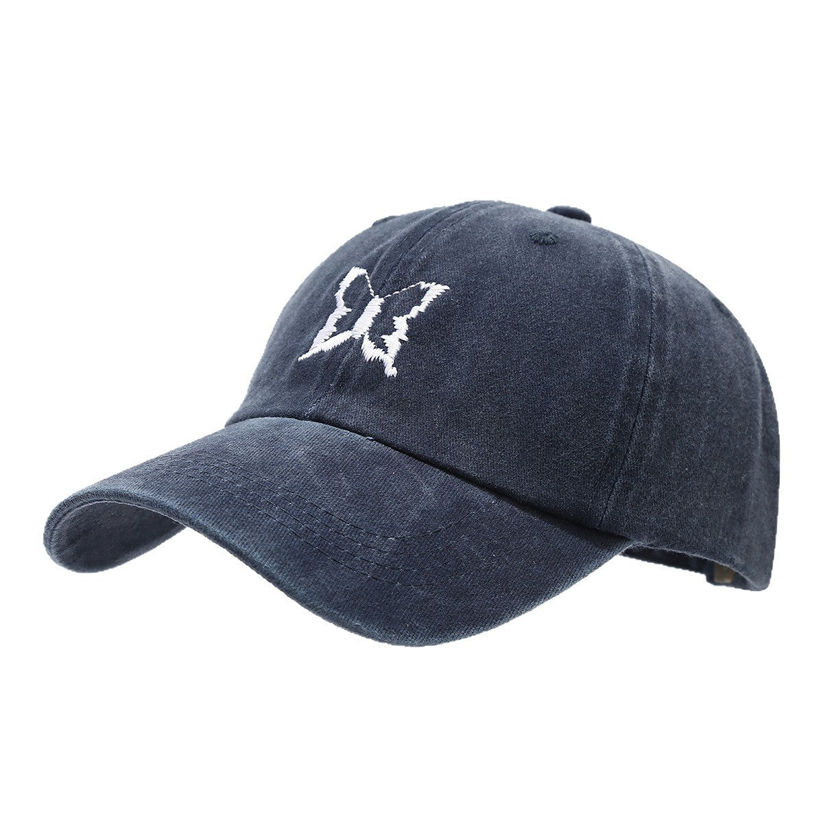 Soft Top Casual Peaked Cap Butterfly Embroidered Sun Hat