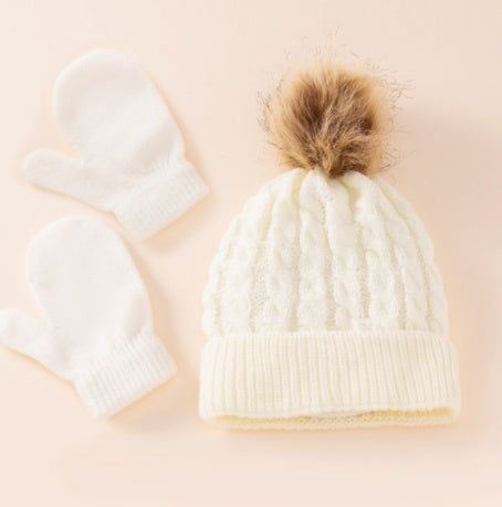 TheCapSpot - New Wool Single Color Twist Warm Children Hat Scarf Gloves