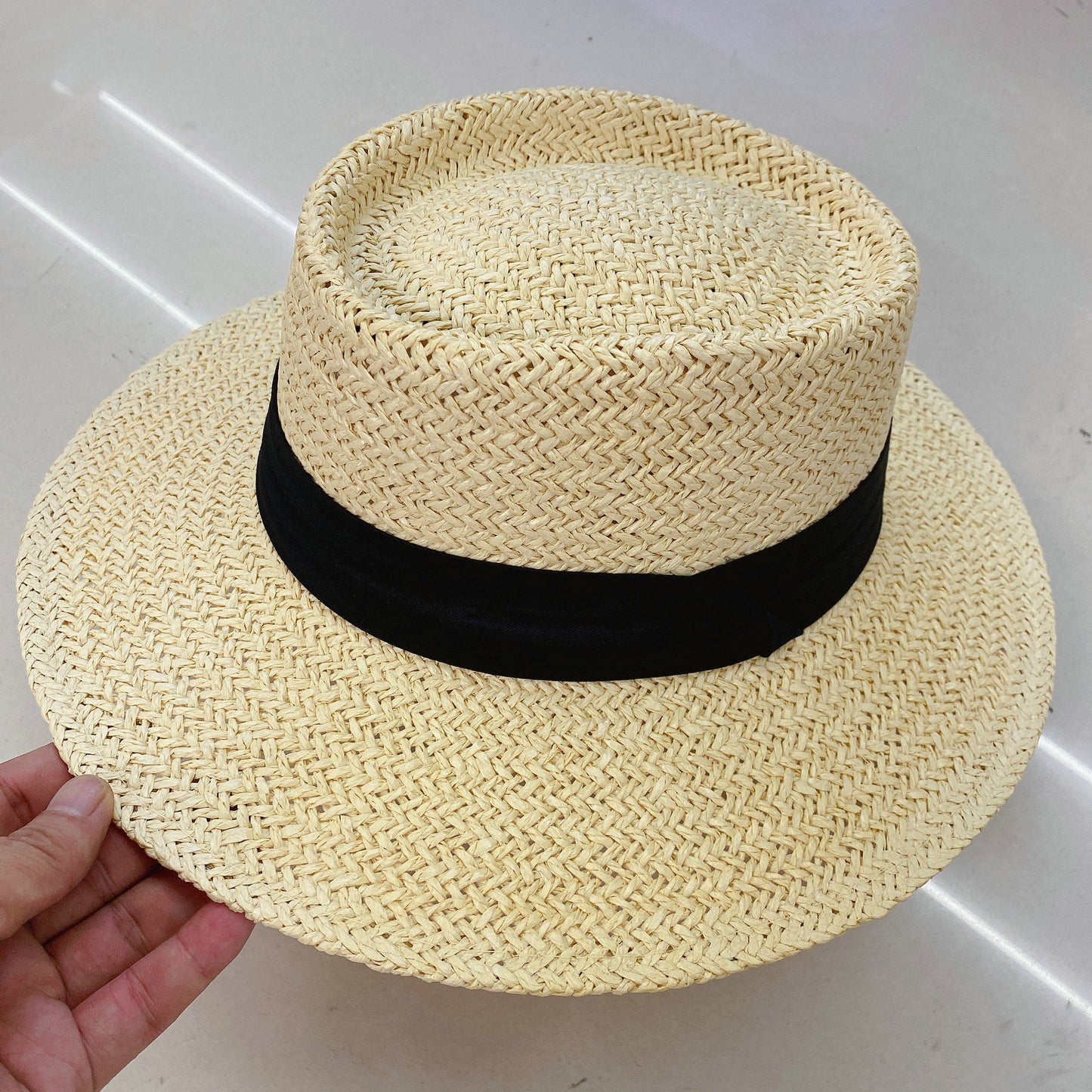 TheCapSpot - Solid Ribbon Straw Hat