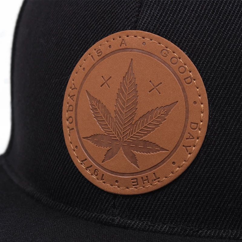 TheCapSpot - Solid Color Leather Maple Leaf Baseball Hat