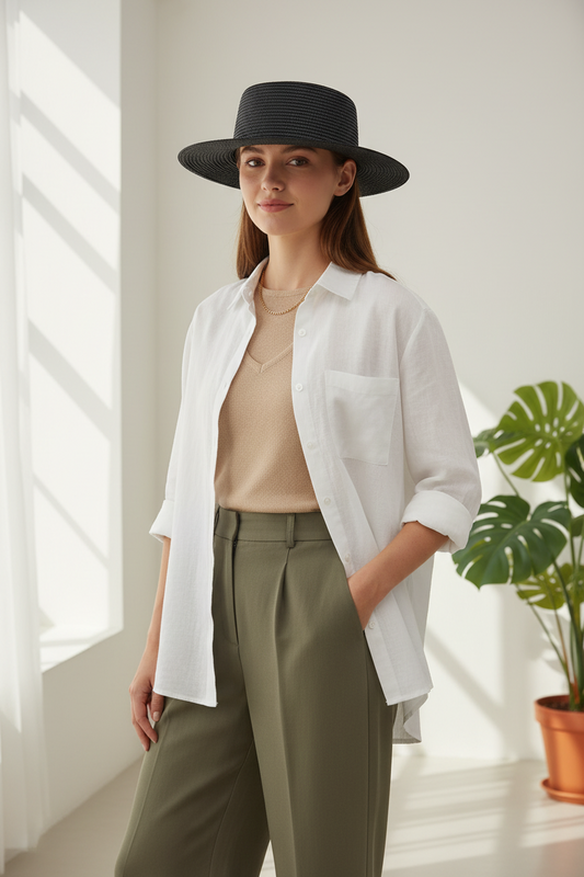 Scarlett Women's Broad Brim Paper Sun Hat – Foldable, 58 cm